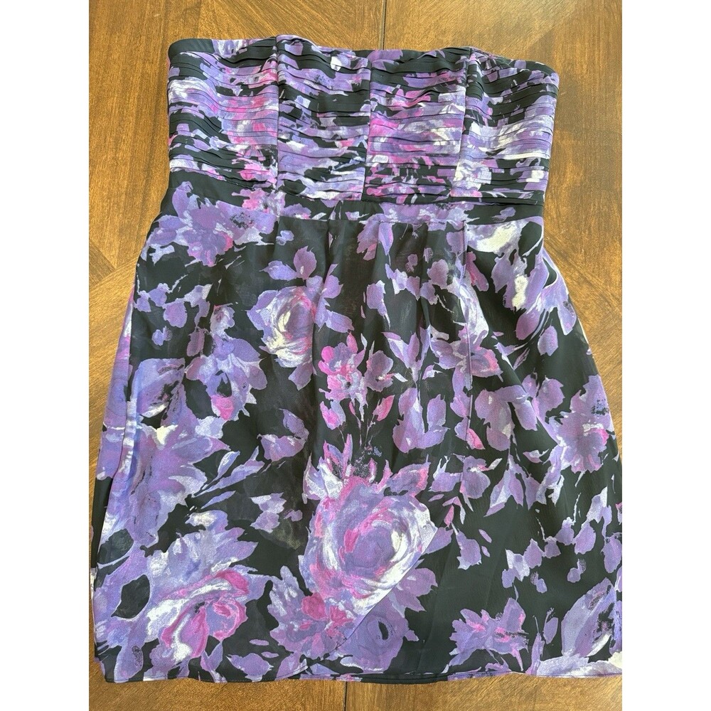 LC Lauren Conrad Strapless Sundress Weddings Purple Black Dress Size 16